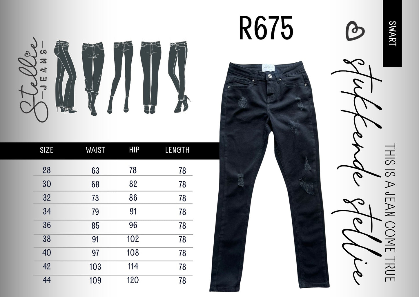 Stukkende Black denim