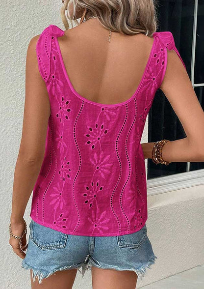 LM Sweet November Embroidered V Neck Pink Tank Top